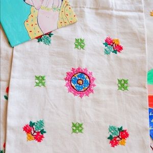 Hand embroidered canvas tote bag, reusable bag, farmer’s market tote bag